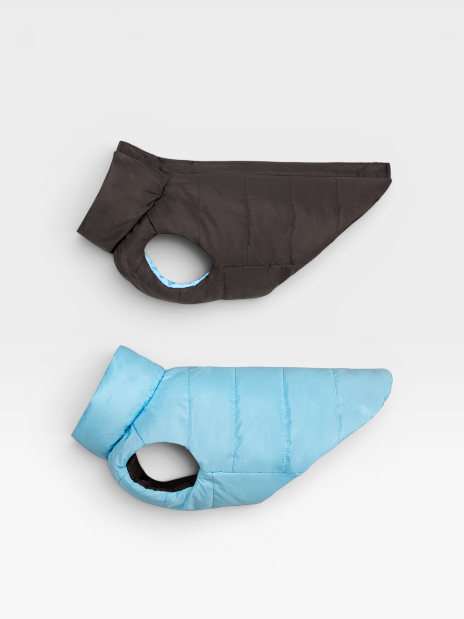 Reversible Puffer Jacket - Chocolate Brown / Blue